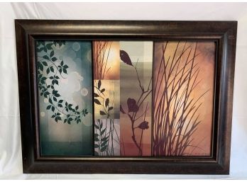 Framed Photo's Three Floral Scene W Wooden Frame