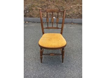 Antique Hitchcock Chair With Stenciled Wood Frame And Velvet Upholstered Seat, Very Early Piece