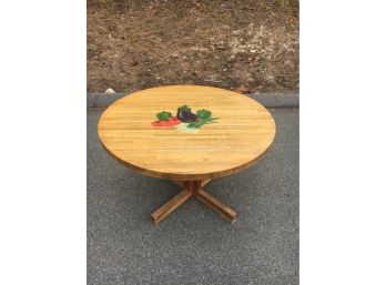 American Hardwood Products Butcher Block Kitchen Table, Hand Painted By Glastonbury Artist Gail Akerlind