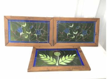 Trio Of Stained Glass Windows, Signed By The Artist And In Excellent Condition