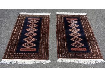 Stunning Pair Of Antique Handmade Wool Oriental Rugs, 32' By 48' In Stunning Vibrant Geometric Design