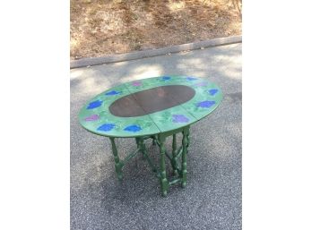 Antique Mahogany Drop Leaf Table Painted With Grape Design By Local Glastonbury Artist Gail Akerlind