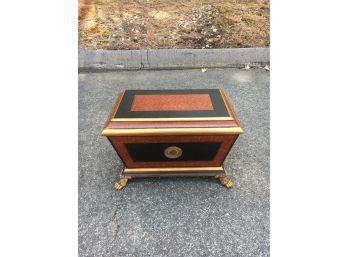 Stunning Modern Storage Chest With Lions Head Embellishments And Gold Paw Feet