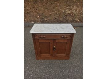 Antique Eastlake Marble Top Entry Way Cabinet In Good Condition