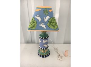 Patricia Dupont 1997 Hand Painted Porcelain Lamp With Shade, New, Looks Like Mackenzie Childs