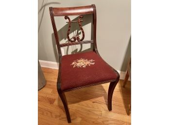 Antique Chair Red Embroidery Base Musical Back Rest