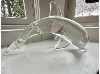 Signed Steuben Glass Dolphin (repaired)