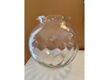 Large Round Glass Vase With Swirl Top