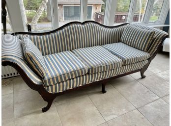 Antique Upholstered Striped Sofa