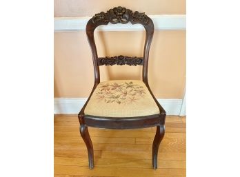 Antique Rose Back Chair With Embroidered Seat