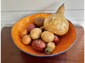 Hardened Paper Bowl With Decorative Squashes
