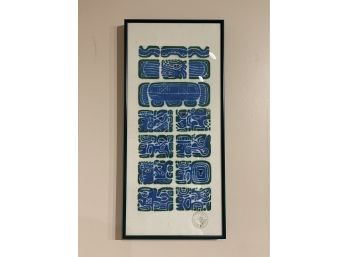 Aztec Stamped Blue/White Print/Black Frame