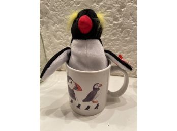 Penguin Mug And Beanie Baby With Tags