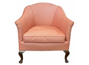 Lovely Antique Upholstered Barrel Back Bergere Armchair With Cabriole Legs