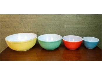 Vintage Pyrex Nesting Mixing Bowls In Primary Colors - Set Of 4