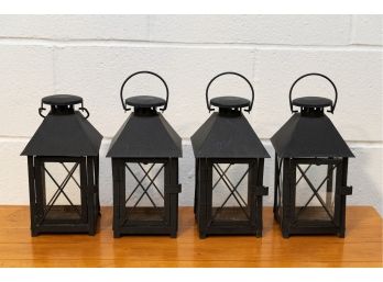 Black Metal Candle Lanterns - Set Of 4