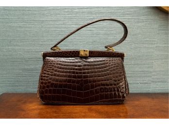 Vintage Coblentz Brown Alligator Leather Handbag -Made In France