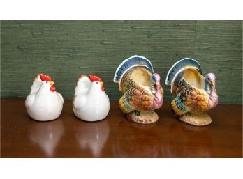 Pottery Chickens & Napcoware Japan Turkey Form Ceramic Tabletop Dcor