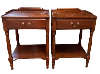 Vintage Mahogany 1 Drawer 1 Shelf Nightstands End Tables By Henkel - Harris - A Pair