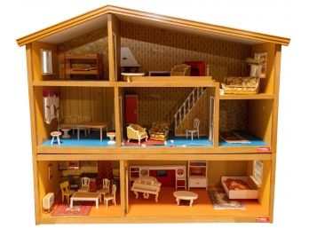 Amazing Mid 1970s Lundby Of Sweden Three Story Electric Doll House - Fully Furnished!!