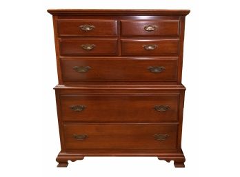 Chippendale Style Mahogany Tone Chest On Chest W Ogee Bracket Feet And Dovetail Jointed Drawers