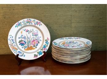 12 Beautiful Antique Hand Enameled Wedgwood Porcelain Dinner Plates Pattern No. X6688