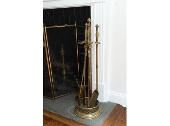 Vintage Brass Tone Metal Fireplace Tools