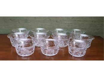 Stunning Etched Crystal Finger Bowls - Set Of 11