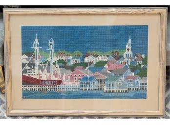 Framed Needlepoint Artwork - Nantucket Scene