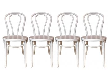 White Bentwood Style Bistro Chairs - Set Of 4