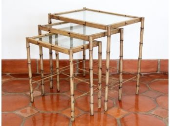 A Set Of Vintage Faux Bamboo Nesting Tables