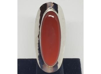 Carnelian Elongated Sterling Ring With High Polish