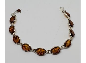 Baltic Amber Bracelet In Sterling Silver