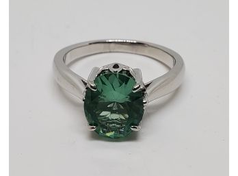 Lab Created Green Spinel, Rhodium Over Sterling Ring