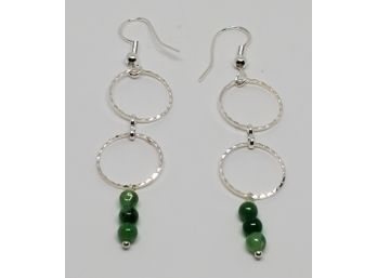 Pretty Sterling & Jade Drop Earrings