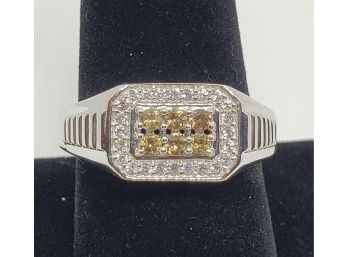 Color Change Garnet, Zircon Men's Ring In Platinum Over Sterling