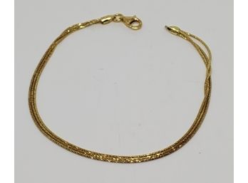 Italian 14k Yellow Gold Over Sterling Diamond Cut Triple Strand Bracelet