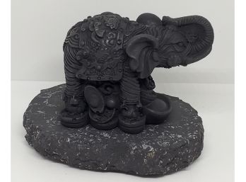 Incredible Hand Carved Shungite Composite Elephant Figure