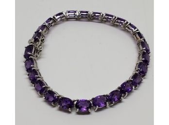 Beautiful Lusaka Amethyst Tennis Bracelet In Platinum Over Sterling