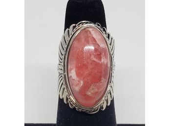 Rhodochrosite Sterling Silver Feather Ring