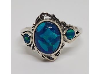 Blue Welo Opal Ring In Sterling Silver