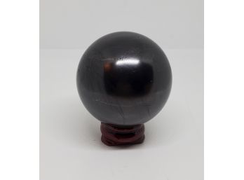 Insane Huge Sphere Shaped Polished Shungite With Stand