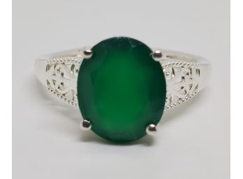 Green Onyx Ring In Sterling Silver