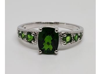 Chrome Diopside Rhodium Over Sterling Ring