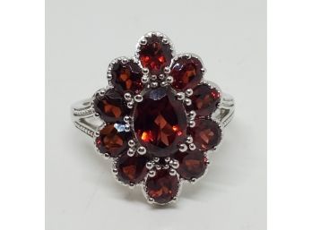 Beautiful Garnet Ring In Platinum Over Sterling