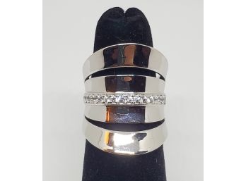 Faux Diamond, Rhodium Over Sterling Ring