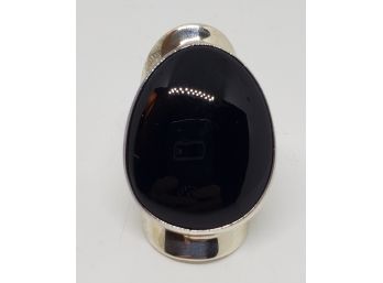 Black Onyx Sterling Cut Out Band Ring