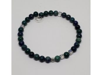 Blue & Green Lapis & Swarovski Coil Bracelet