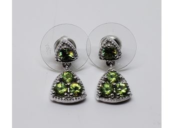 Very Rare Dementoid Garnet Earrings In Platinum Over Sterling