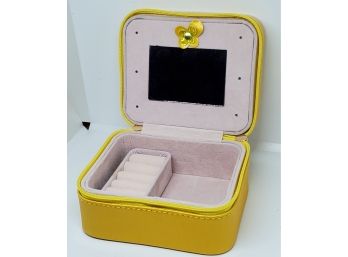 Yellow Faux Leather Portable Jewelry Case